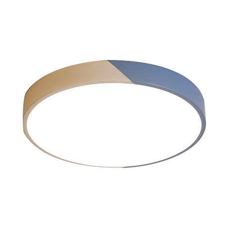 Round Flush Mount Led Ceiling Lamp In Macaron Acrylic And Metal - Available 3 Sizes Color Options