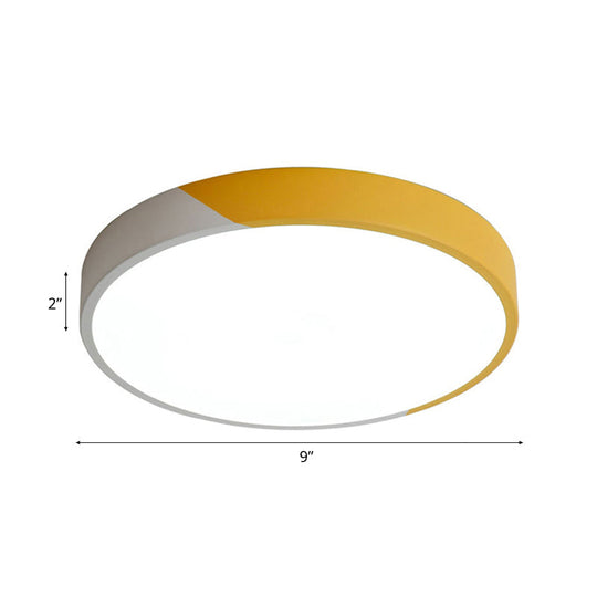 Round Flush Mount Led Ceiling Lamp In Macaron Acrylic And Metal - Available 3 Sizes Color Options