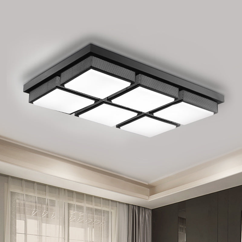Modern Flush Mount Light With Acrylic Panels - Black/White 6/9 Lights Warm/White Living Room