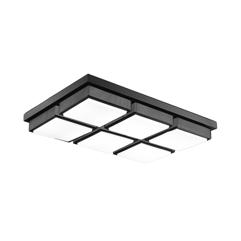 Modern Flush Mount Light With Acrylic Panels - Black/White 6/9 Lights Warm/White Living Room