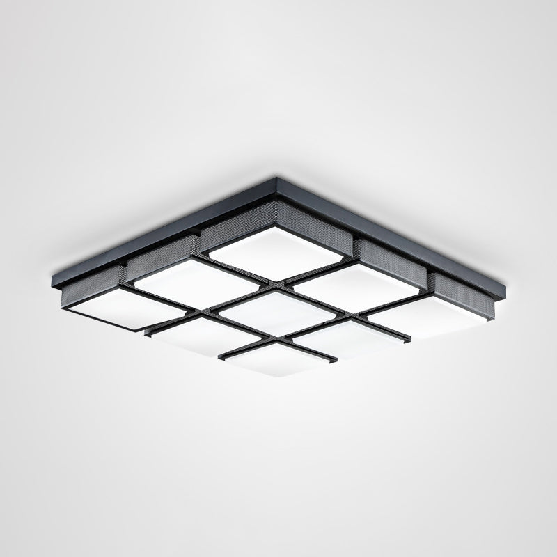 Modern Flush Mount Light With Acrylic Panels - Black/White 6/9 Lights Warm/White Living Room