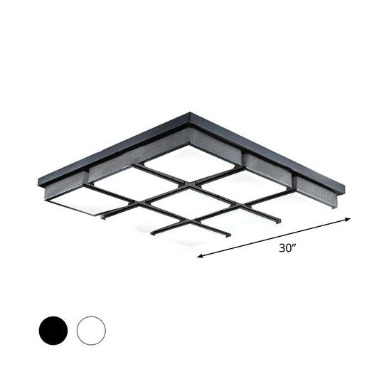 Modern Flush Mount Light With Acrylic Panels - Black/White 6/9 Lights Warm/White Living Room