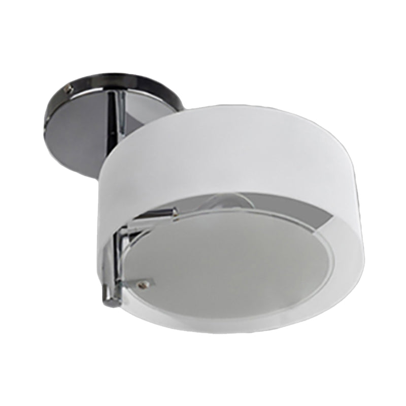 Semi Flush Ceiling Light Fixture - Stunning Drum Acrylic Shade 1/2/3 Lights Modern Silver Design