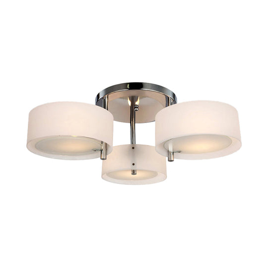 Semi Flush Ceiling Light Fixture - Stunning Drum Acrylic Shade 1/2/3 Lights Modern Silver Design