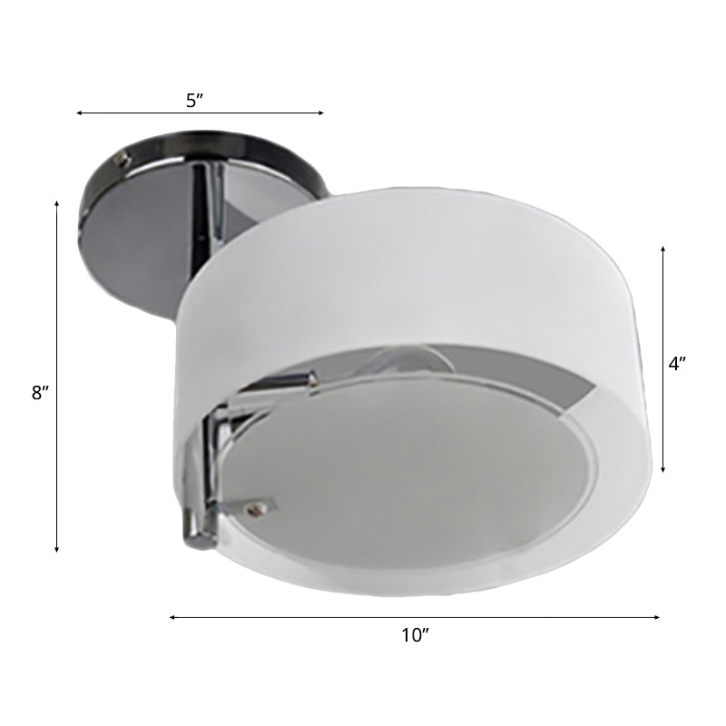 Semi Flush Ceiling Light Fixture - Stunning Drum Acrylic Shade 1/2/3 Lights Modern Silver Design