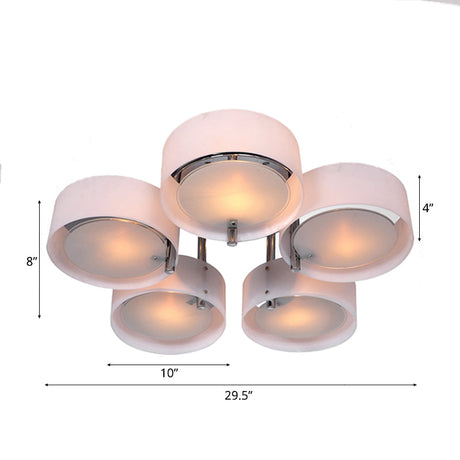 Semi Flush Ceiling Light Fixture - Stunning Drum Acrylic Shade 1/2/3 Lights Modern Silver Design For