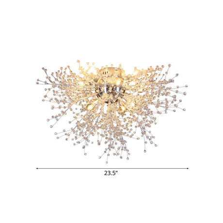 Sleek Silver Firework Semi Mount Lighting - Modern 22/23.5 W 8/12/16 Lights Metal Ceiling With