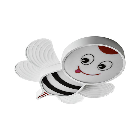 Bee Shape Led Flushmount Lighting - Fun Cartoon Design For Bedroom With White/Pink/Yellow Acrylic