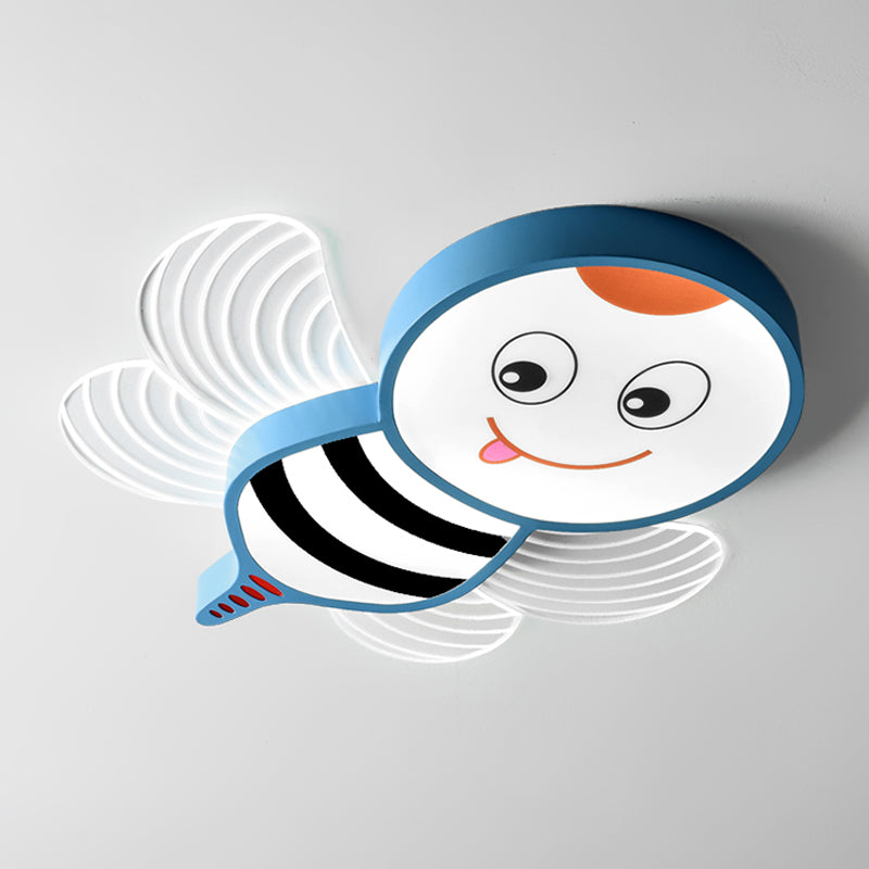 Bee Shape Led Flushmount Lighting - Fun Cartoon Design For Bedroom With White/Pink/Yellow Acrylic