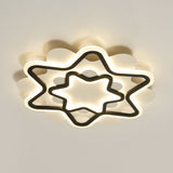 Nordic Style Led Acrylic Star Frame Flush Mount Ceiling Lamp In White/Black