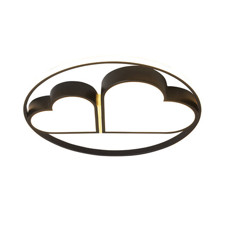Nordic Style Led Flushmount Ceiling Light With Acrylic Shade - Black Finish Dual Loving Heart Design