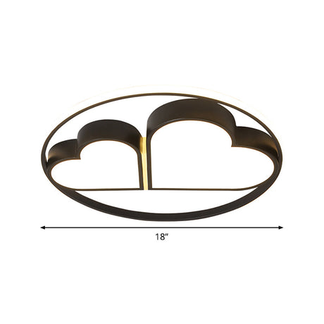 Nordic Style Led Flushmount Ceiling Light With Acrylic Shade - Black Finish Dual Loving Heart Design