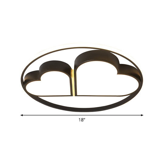 Nordic Style Led Flushmount Ceiling Light With Acrylic Shade - Black Finish Dual Loving Heart Design