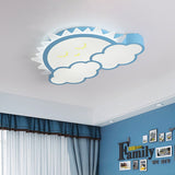 Sun & Cloud Led Ceiling Flush Light Fixture For Kids Room In Yellow/Blue/Pink