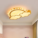 Sun & Cloud Led Ceiling Flush Light Fixture For Kids Room In Yellow/Blue/Pink