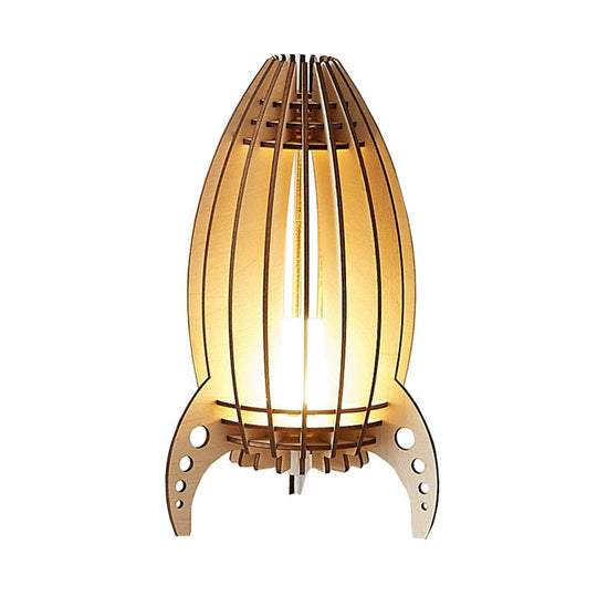 Beige Usb Rocket Frame Cartoon Led Nightstand Lamp For Bedroom