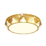 Geometric Gold Flush Mount With Crystal Led Lights - Contemporary Triangle Design