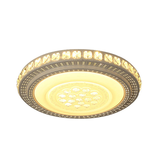 Simple Led White Flush Mount Ceiling Light For Bedroom - Crystal Block Round/Square Fixture