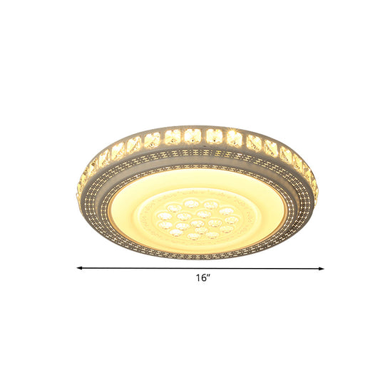 Simple Led White Flush Mount Ceiling Light For Bedroom - Crystal Block Round/Square Fixture