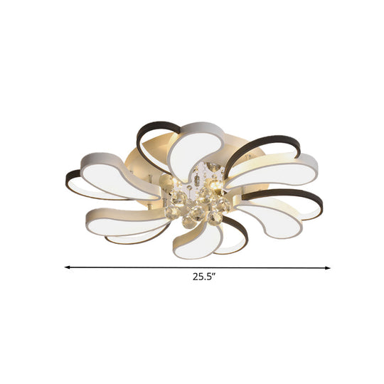 Spiral Heart Semi Flush Led Lamp With Crystal Droplet