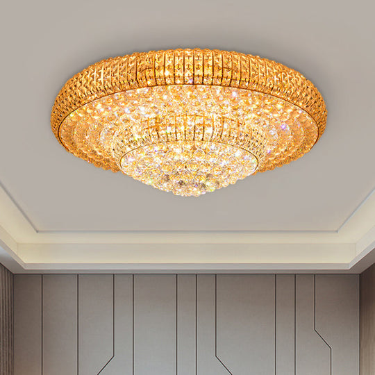 Contemporary Round Crystal Led Flush Light Fixture For Ceiling Mount - 2 - Layer Design Ideal