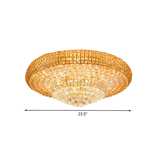 Contemporary Round Crystal Led Flush Light Fixture For Ceiling Mount - 2 - Layer Design Ideal