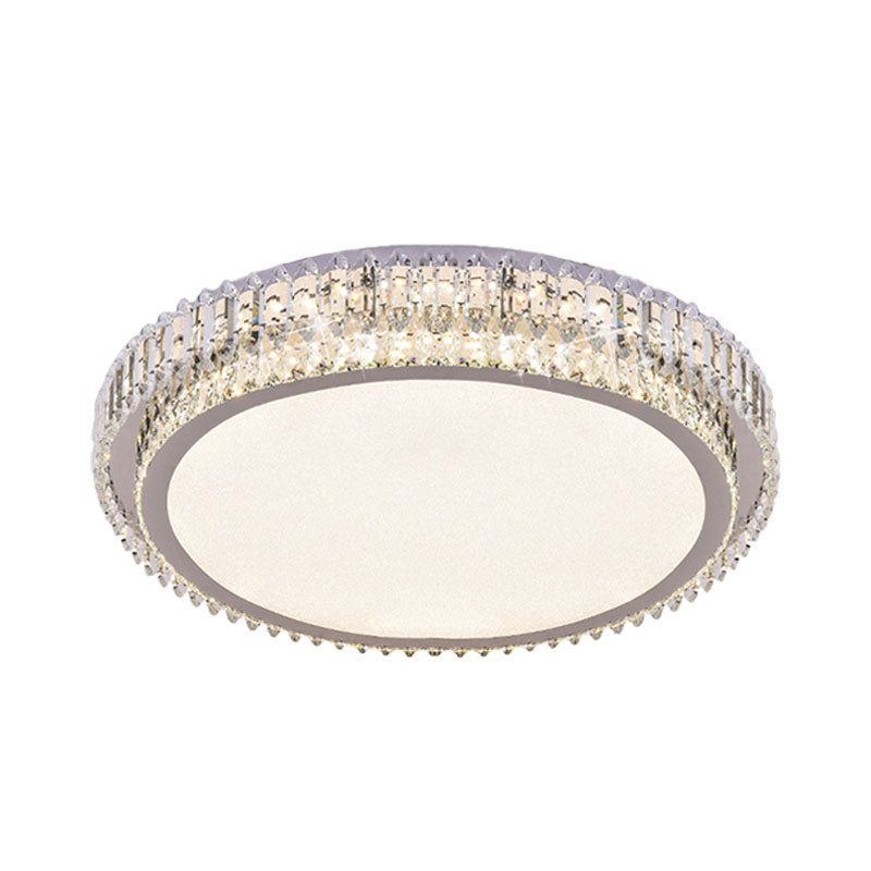 Crystal Block Led Ceiling Flush Mount With Clear Round Design - Sleek And Simplicity Lighting For