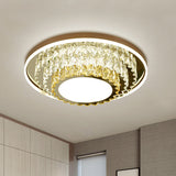 Modern Stainless-Steel Crystal Led Ceiling Light With Tiered Circle Design
