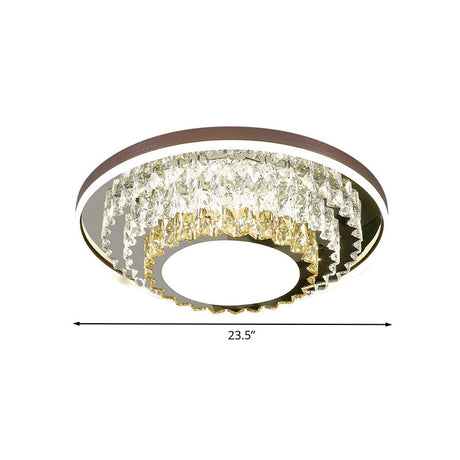 Modern Stainless-Steel Crystal Led Ceiling Light With Tiered Circle Design