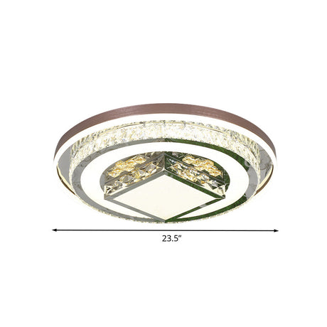 Contemporary Crystal Led Flush Mount Brown Light For Bedroom