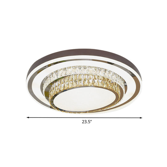 Contemporary Crystal Led Flush Ceiling Light