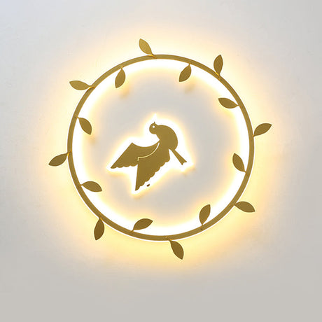 Nordic Wreath - Pigeon Gold Led Flushmount Ceiling Light For Kids Room - Ultrathin & Acrylic