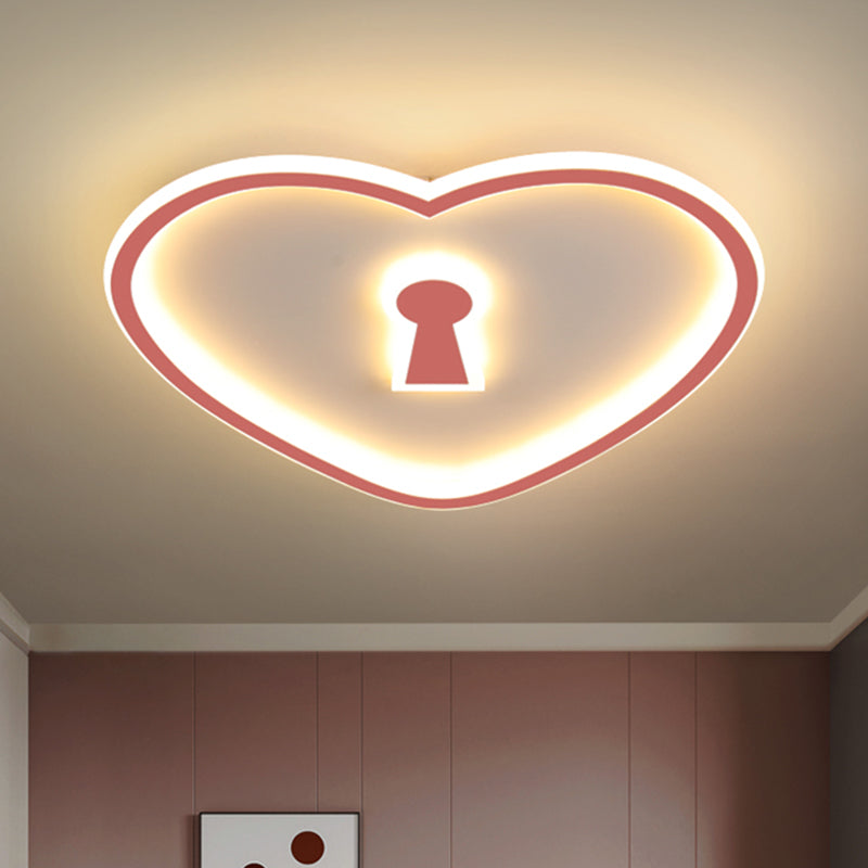 Minimalist Loving Heart Ultrathin Led Ceiling Light - Pink/White Pink