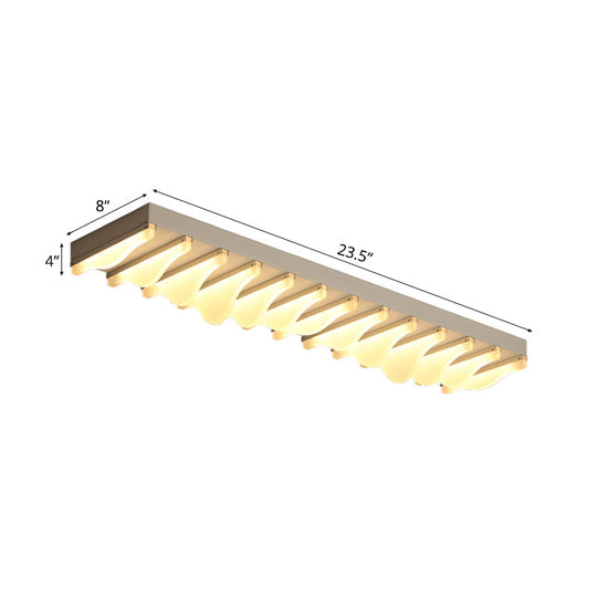 Modern Led Rectangular Ceiling Flush Light Fixture - 16’/23.5’/31.5’ Wide White Flushmount