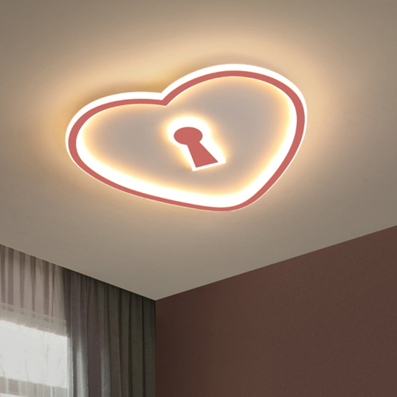 Minimalist Loving Heart Ultrathin Led Ceiling Light - Pink/White