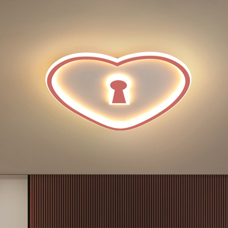 Minimalist Loving Heart Ultrathin Led Ceiling Light - Pink/White