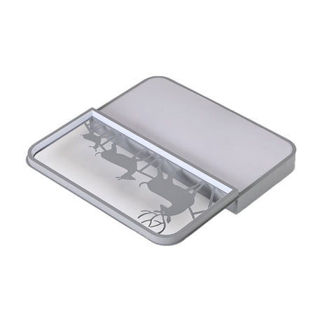 Modern Nordic Led Flush Ceiling Light - Black/Grey Deer Mount With Aluminum Square Shade