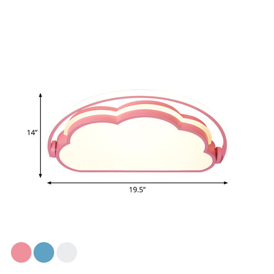 Cartoon Led Flush Mount Ceiling Light For Kids’ Bedrooms - Available In Pink White And Blue