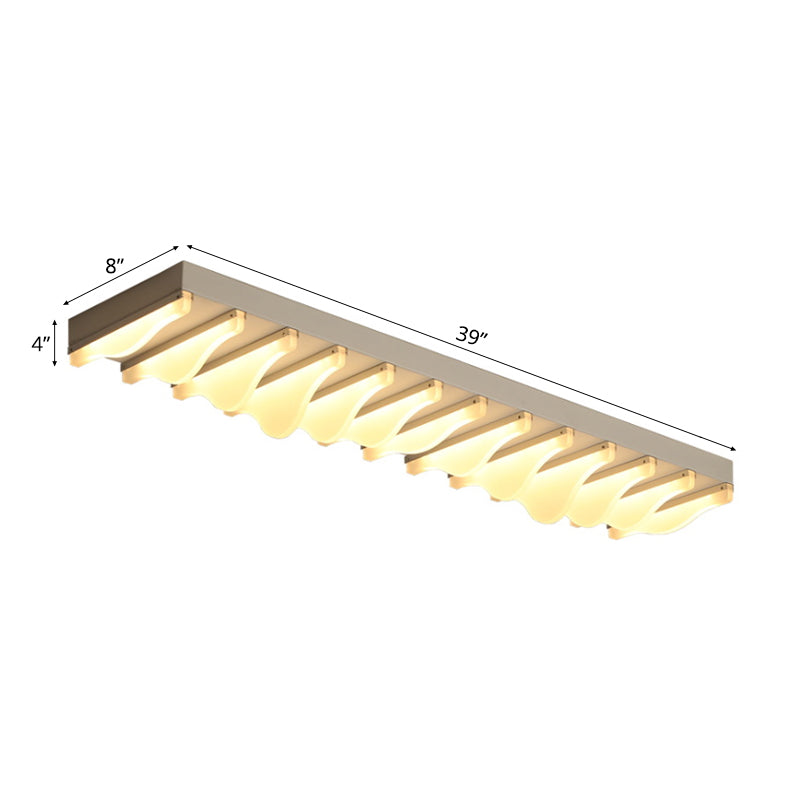 Modern Led Rectangular Ceiling Flush Light Fixture - 16/23.5/31.5 Wide White Flushmount Warm/White