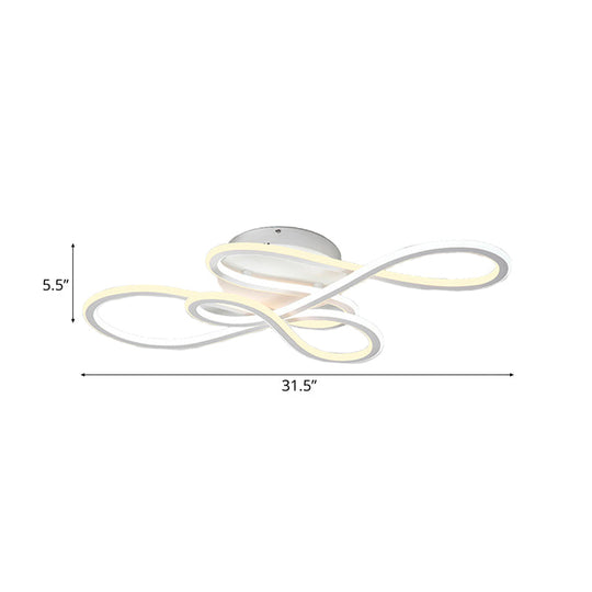 31.5’/39’ Modern Acrylic Led Semi - Flush Ceiling Light - Twisted Design Warm/White For Living Room