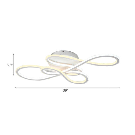 31.5’/39’ Modern Acrylic Led Semi - Flush Ceiling Light - Twisted Design Warm/White For Living Room