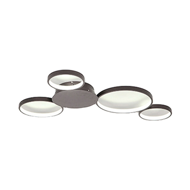 33.5’ - 47’ Wide White/Brown Ring Light Led Ceiling Flush Mount Lamp In Warm/White/Natural