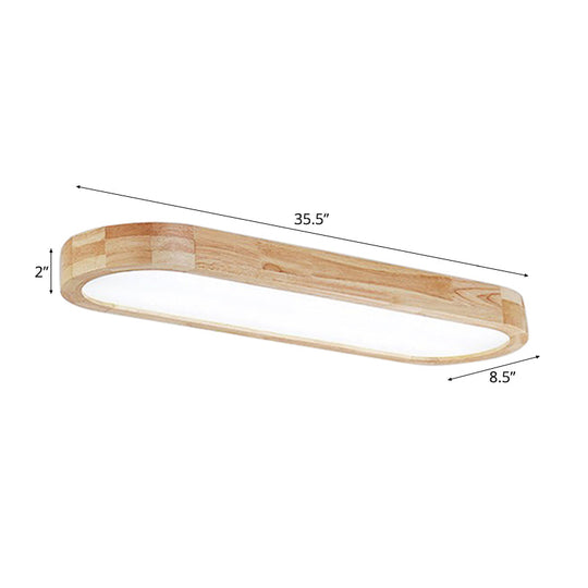 Modern Oval Wood Ceiling Light Fixture With Diffuser - 1 - Light Office Flush Mount Lamp Sizes: