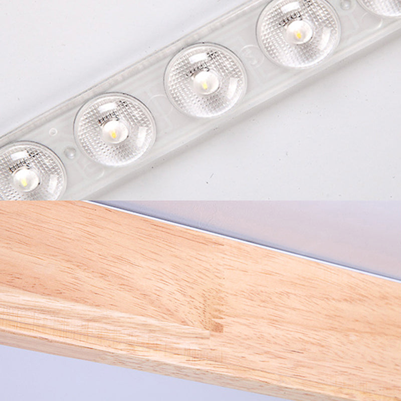 Beige Square Flush Mount Led Ceiling Lighting Fixture - Modern Wood Design In White Or Warm Light