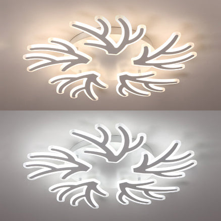 Contemporary Coral Flush Ceiling Light: Acrylic Flushmount With Led Lights In Warm/White/Natural 5