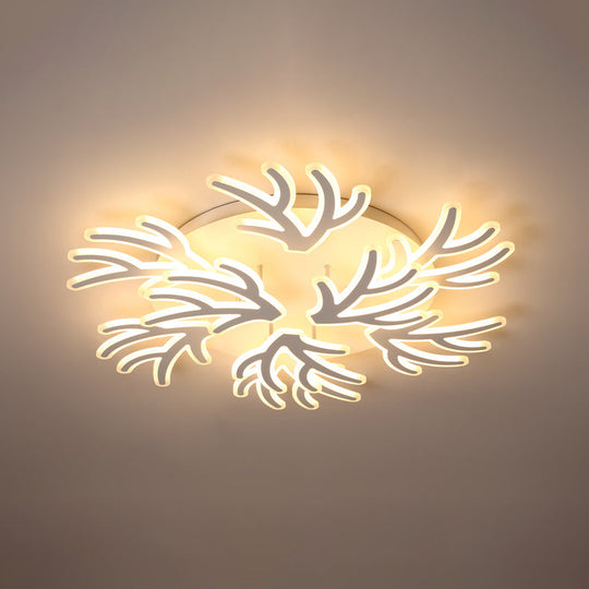 Contemporary Coral Flush Ceiling Light: Acrylic Flushmount With Led Lights In Warm/White/Natural 9