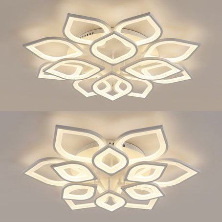 Wide Leaf Flush Ceiling Light - Simple Acrylic Led Mount Fixture In Warm/White/Natural 31.5’/39