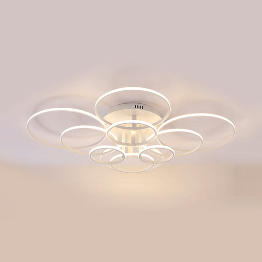 Acrylic Led Semi Flush Mount Ceiling Light In Warm/White With Simple Design - Available 4/6/8 Lights