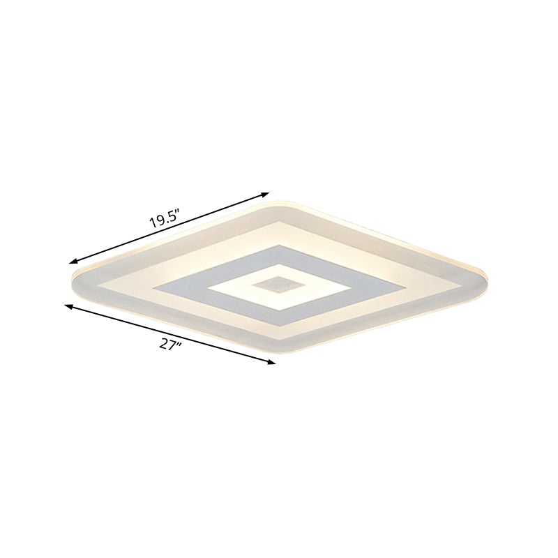 Sleek 23/31/47 Thin Acrylic Flush Mount Led Ceiling Lamp In Warm/White Light - White