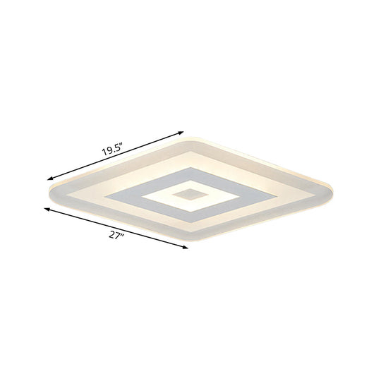 Sleek 23/31/47 Thin Acrylic Flush Mount Led Ceiling Lamp In Warm/White Light - White
